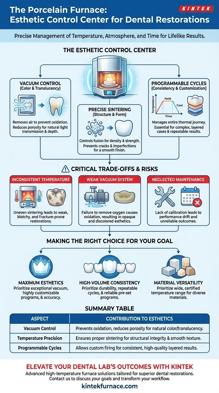 Como um forno de porcelana contribui para as propriedades estéticas das restaurações dentárias? Desvende a Estética Dentária Realista com Controle de Precisão Guia Visual