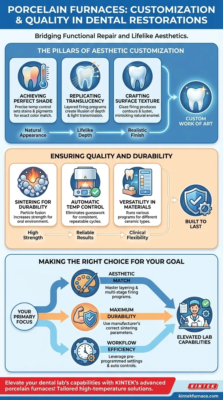 ما هي خيارات التخصيص التي يوفرها فرن البورسلين لترميمات الأسنان؟ تحقيق جماليات واقعية ومتانة دليل مرئي