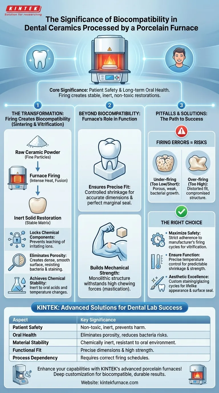 Qual è il significato della biocompatibilità nelle ceramiche dentali lavorate da un forno per porcellana? Garantire la sicurezza del paziente e la salute orale a lungo termine Guida Visiva