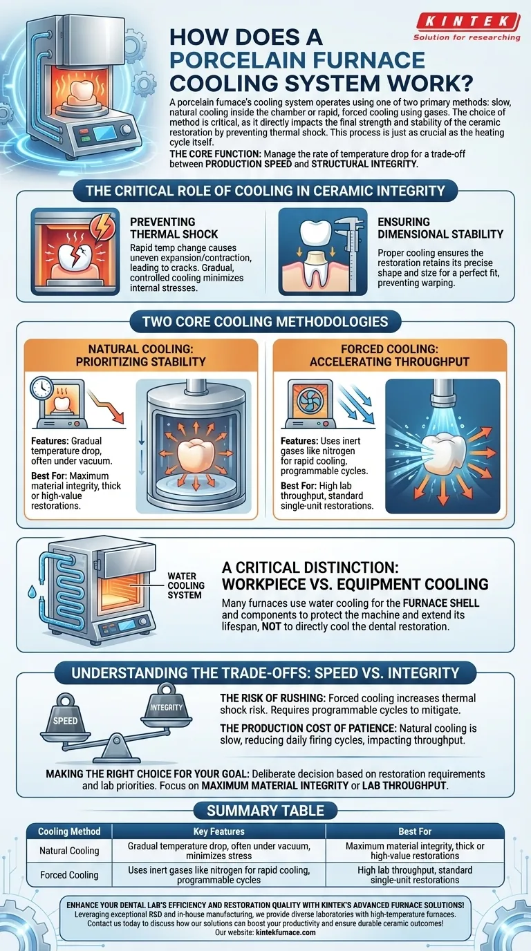 Como funciona o sistema de resfriamento em um forno de porcelana? Otimize o Processo de Queima do Seu Laboratório de Prótese Dentária Guia Visual