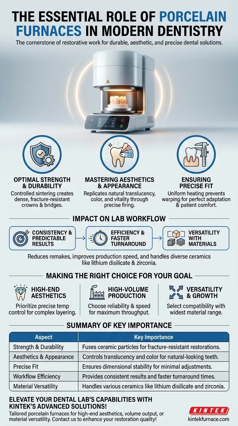 What is the overall importance of a porcelain furnace machine in dentistry? Essential for Durable, Aesthetic Dental Restorations Visual Guide