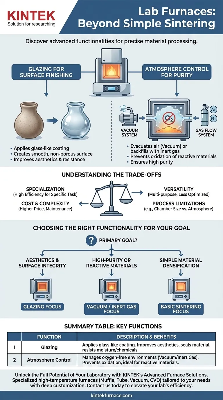 ¿Qué funcionalidades adicionales ofrecen algunos hornos de laboratorio además del sinterizado? Explore el glaseado y el control de atmósfera Guía Visual