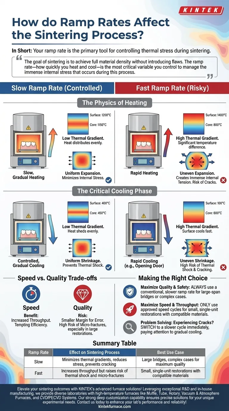 In che modo le velocità di rampa influiscono sul processo di sinterizzazione? Padroneggiare il controllo dello stress termico per restauri più resistenti Guida Visiva