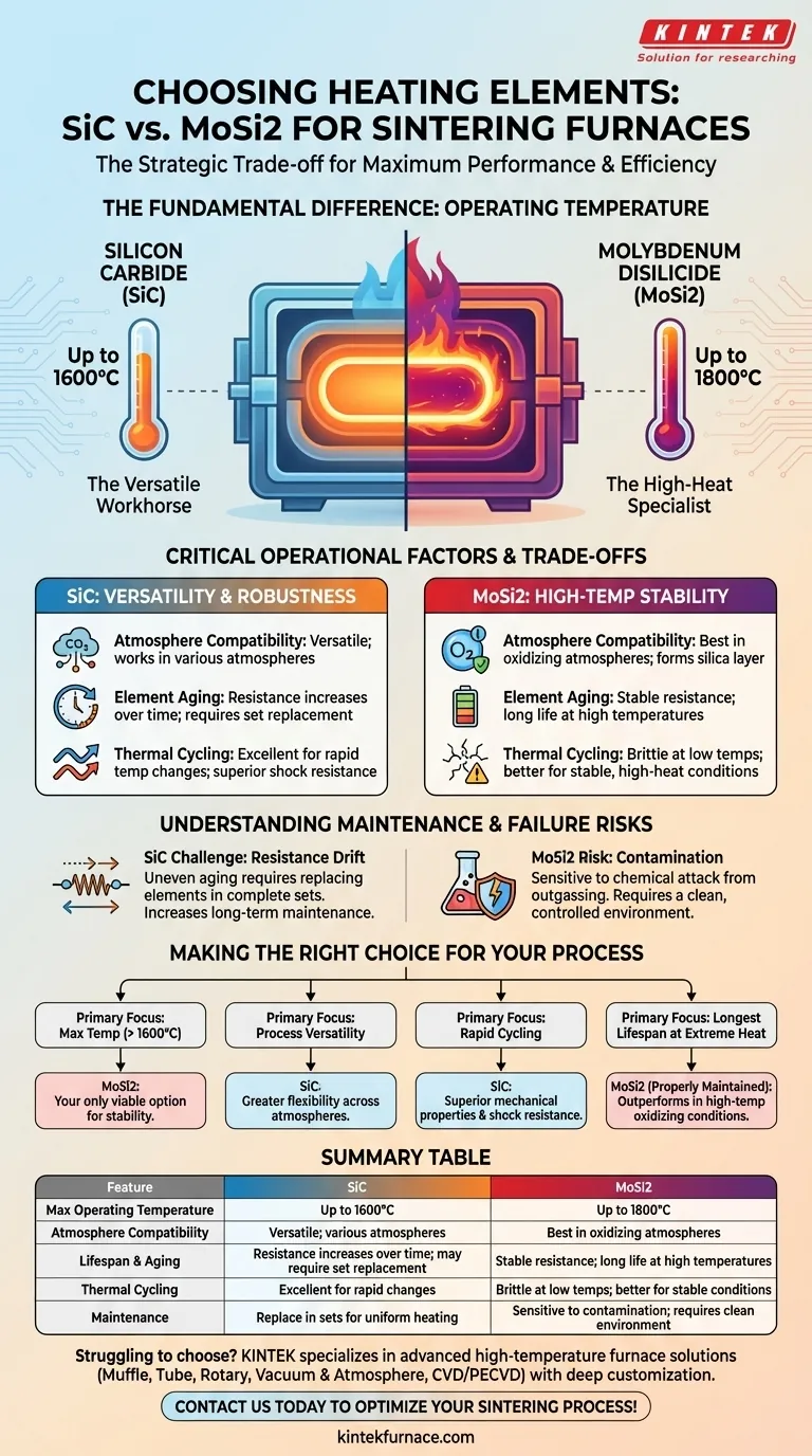 Wie wählt man zwischen SiC- und MoSi2-Heizelementen für einen Sinterofen? Optimieren Sie die Leistung Ihres Ofens Visuelle Anleitung