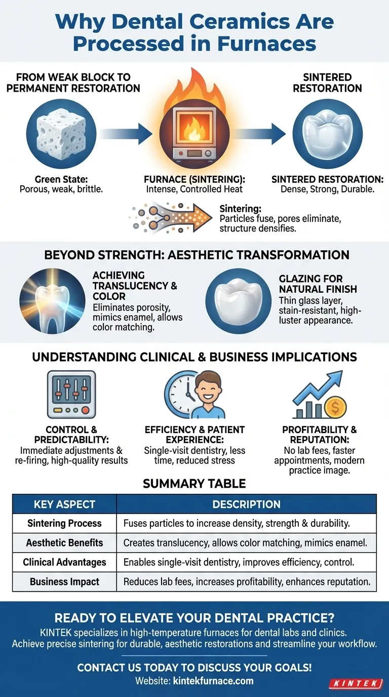 ¿Por qué las cerámicas dentales necesitan ser procesadas en hornos? Descubra la resistencia y la estética para restauraciones duraderas Guía Visual