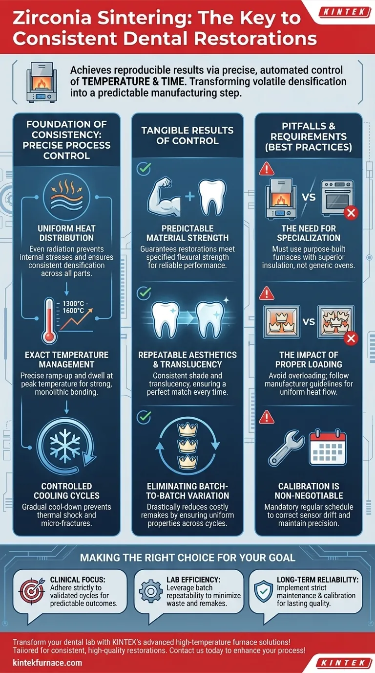 Welche Vorteile bietet ein Zirkonoxid-Sinterofen hinsichtlich der Konsistenz der Ergebnisse? Erzielen Sie zuverlässige Zahnrestaurationen Visuelle Anleitung