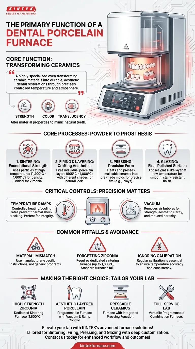 Qual é a função principal de um forno de porcelana dentária? Alcance Restaurações Dentárias Perfeitas com Precisão Guia Visual