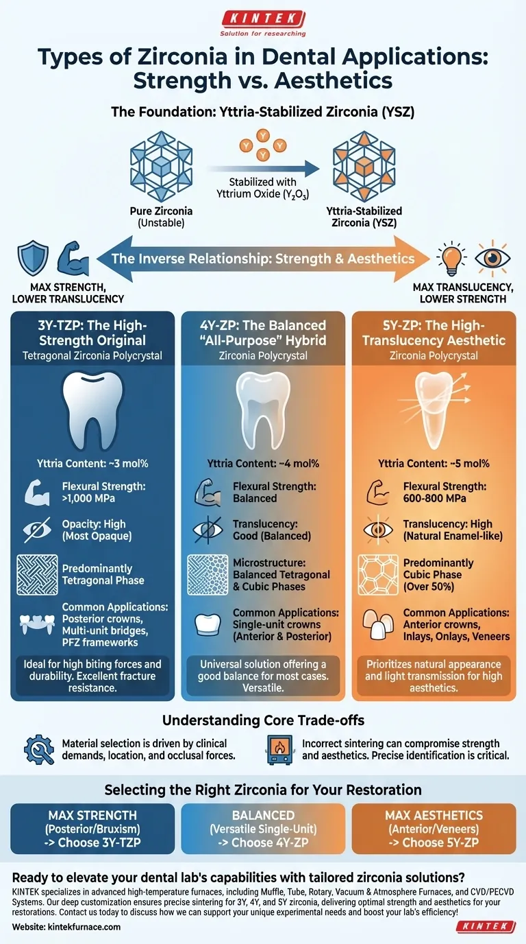 What are the types of zirconia used in dental applications? Choose the Right Material for Strong, Aesthetic Restorations Visual Guide
