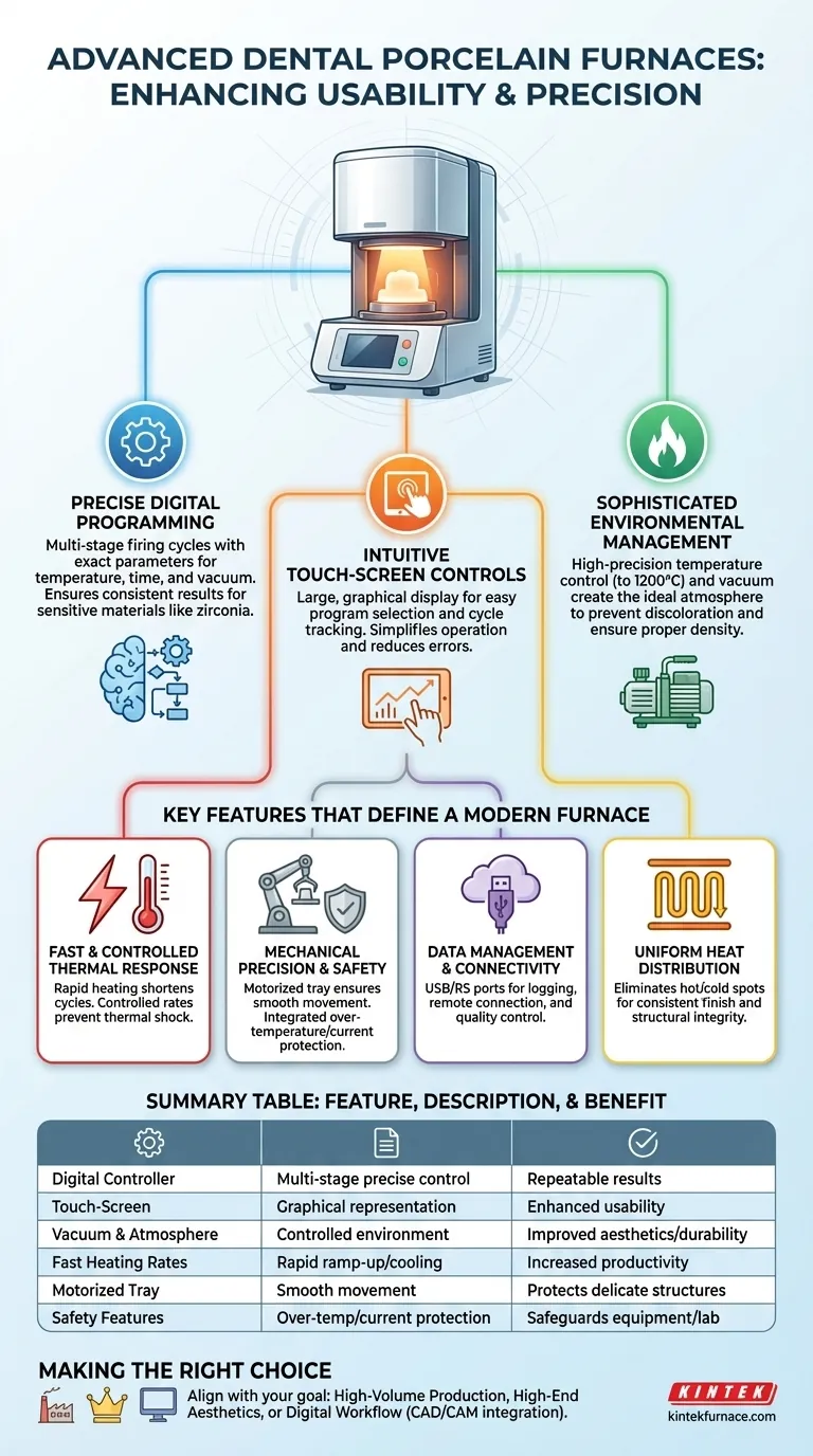 What are some of the advanced features that enhance the usability of dental porcelain furnaces? Boost Precision and Efficiency in Your Lab Visual Guide