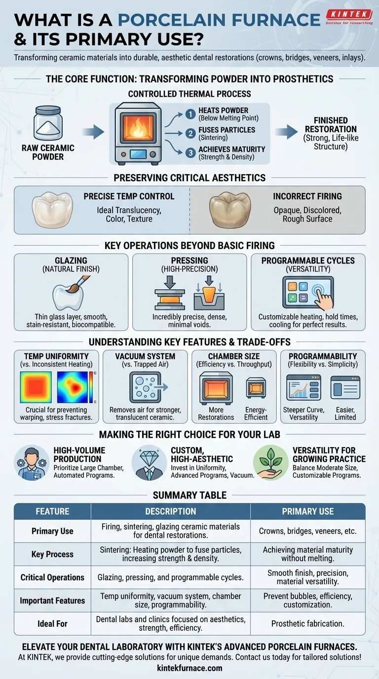 What is a porcelain furnace and what is its primary use? Essential for Dental Prosthetics Visual Guide