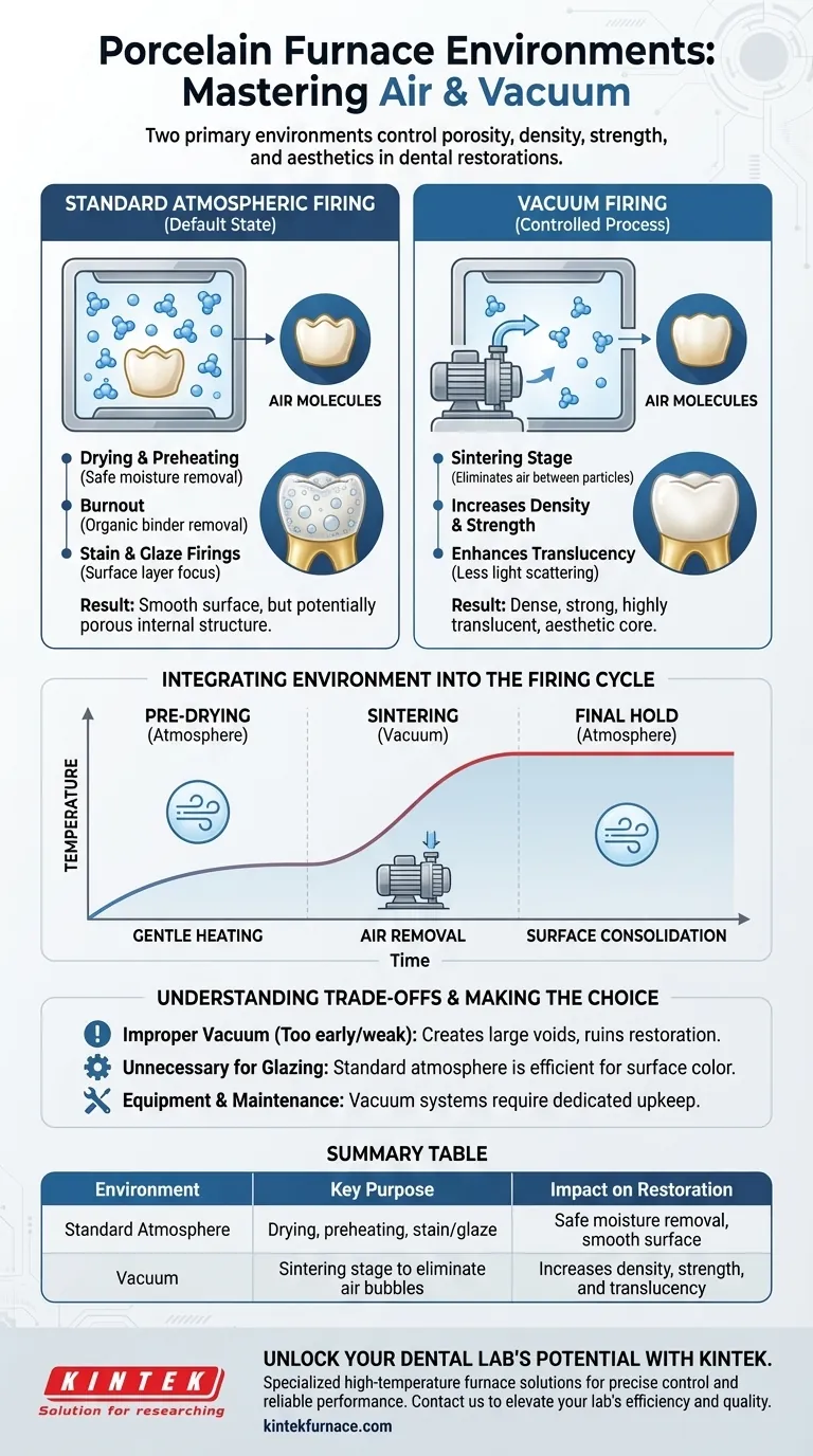 What are the different operating environments for porcelain furnaces? Optimize Dental Restoration Quality Visual Guide