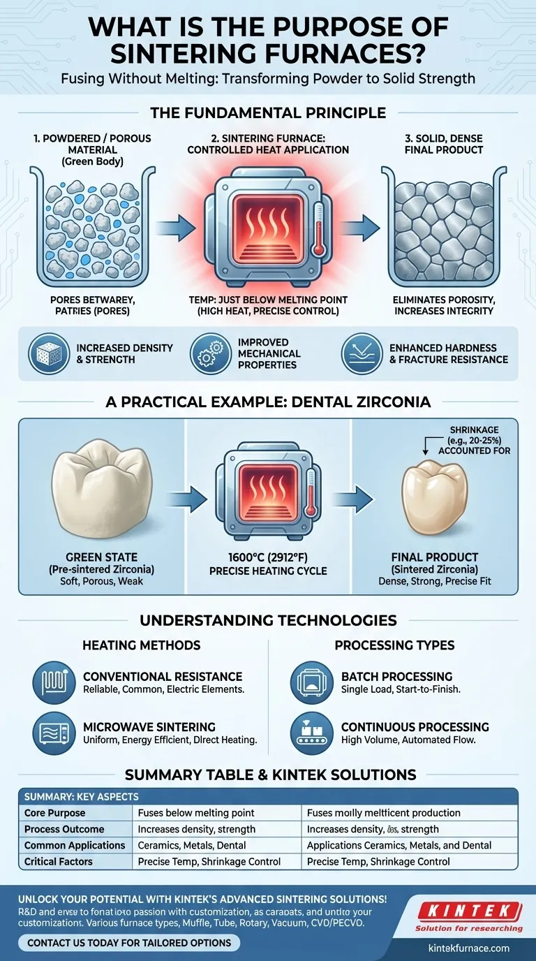¿Cuál es el propósito de los hornos de sinterización? Transformar polvos en materiales fuertes y densos Guía Visual