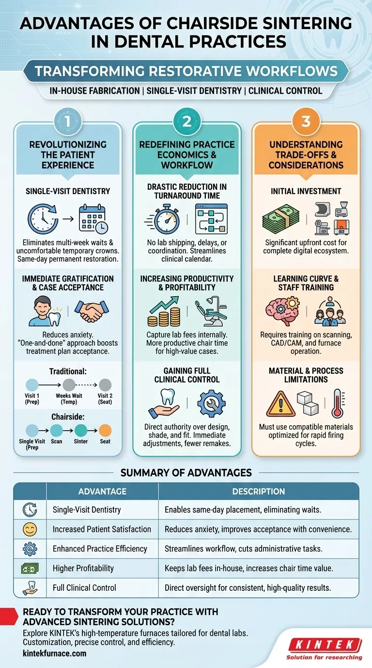 What are the advantages of chairside sintering in dental practices? Boost Efficiency and Patient Satisfaction Visual Guide