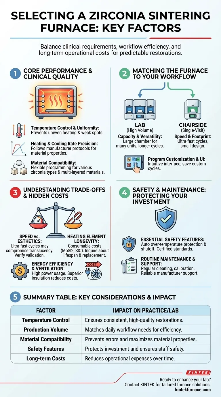 What factors should be considered when selecting a zirconia sintering furnace? Ensure Precision and Efficiency for Your Dental Lab Visual Guide