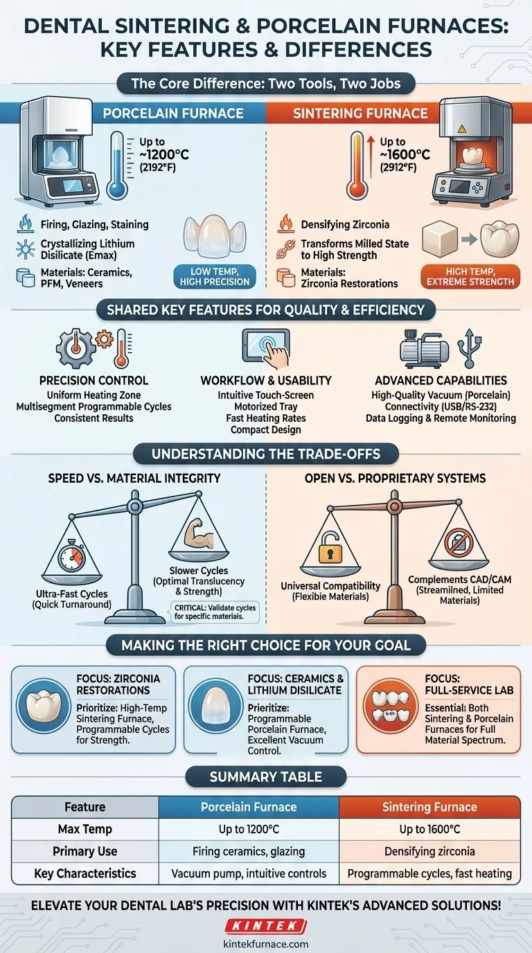What are some key features of dental sintering and porcelain furnaces? Optimize Your Dental Lab's Workflow Visual Guide