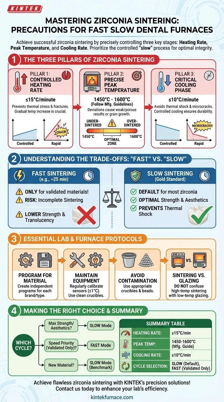 Quali precauzioni prendere durante la sinterizzazione della zirconia nel forno di sinterizzazione dentale Fast Slow? Padroneggia i passaggi chiave per risultati perfetti Guida Visiva