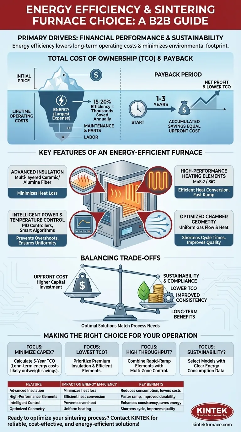 How does energy efficiency impact the choice of a sintering furnace? Lower TCO and Boost Sustainability Visual Guide