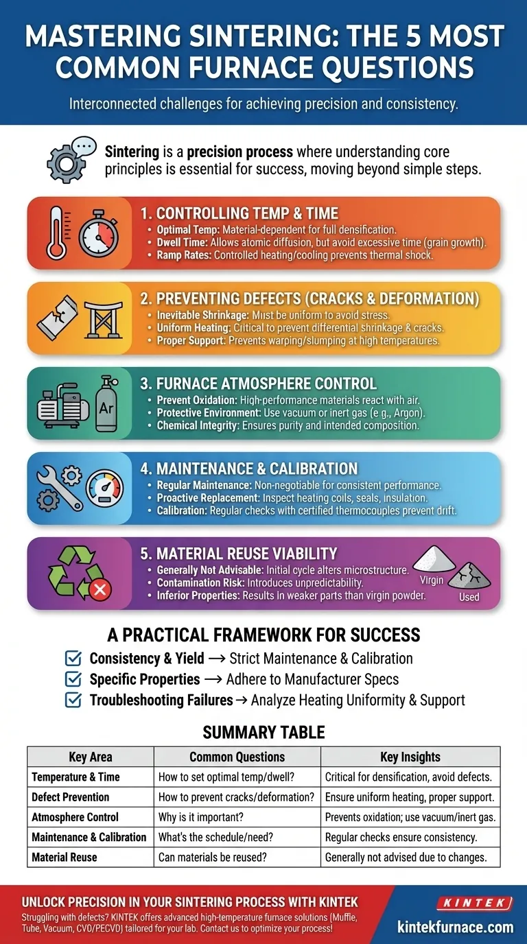 Quais são as perguntas comuns sobre fornos de sinterização? Domine a Temperatura, Atmosfera e Prevenção de Defeitos Guia Visual