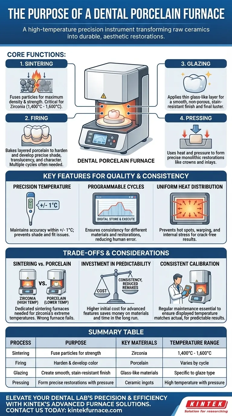 Qual é o propósito de um forno odontológico para porcelana? Transformar Cerâmicas em Restaurações Dentárias Duráveis e Estéticas Guia Visual