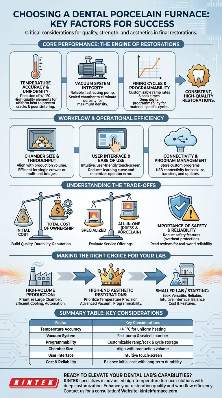 Quali fattori dovrebbero considerare i professionisti odontoiatrici nella scelta di un forno per porcellana dentale? Garantire precisione, efficienza e qualità Guida Visiva