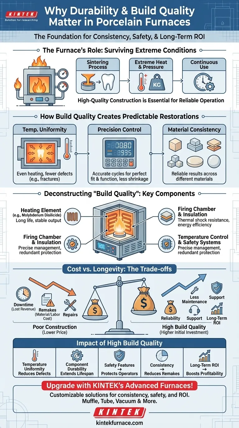 Por que a durabilidade e a qualidade de construção são importantes em um forno para porcelana? Garanta Restaurações Consistentes e Segurança Laboratorial Guia Visual