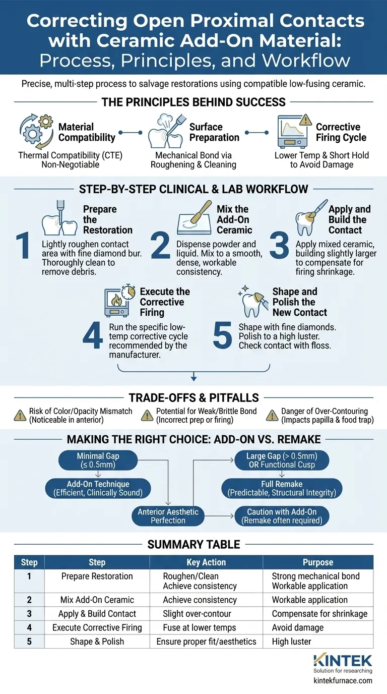 Wie ist der Prozess zur Korrektur offener Approximalflächenkontakte unter Verwendung von Keramik-Add-On-Material? Master Precision Dental Restoration Visuelle Anleitung