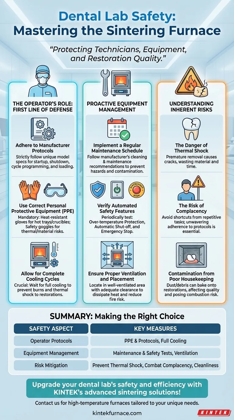 Que medidas de segurança devem ser seguidas ao usar um forno de sinterização em laboratórios dentários? Garanta restaurações dentárias seguras e de alta qualidade Guia Visual