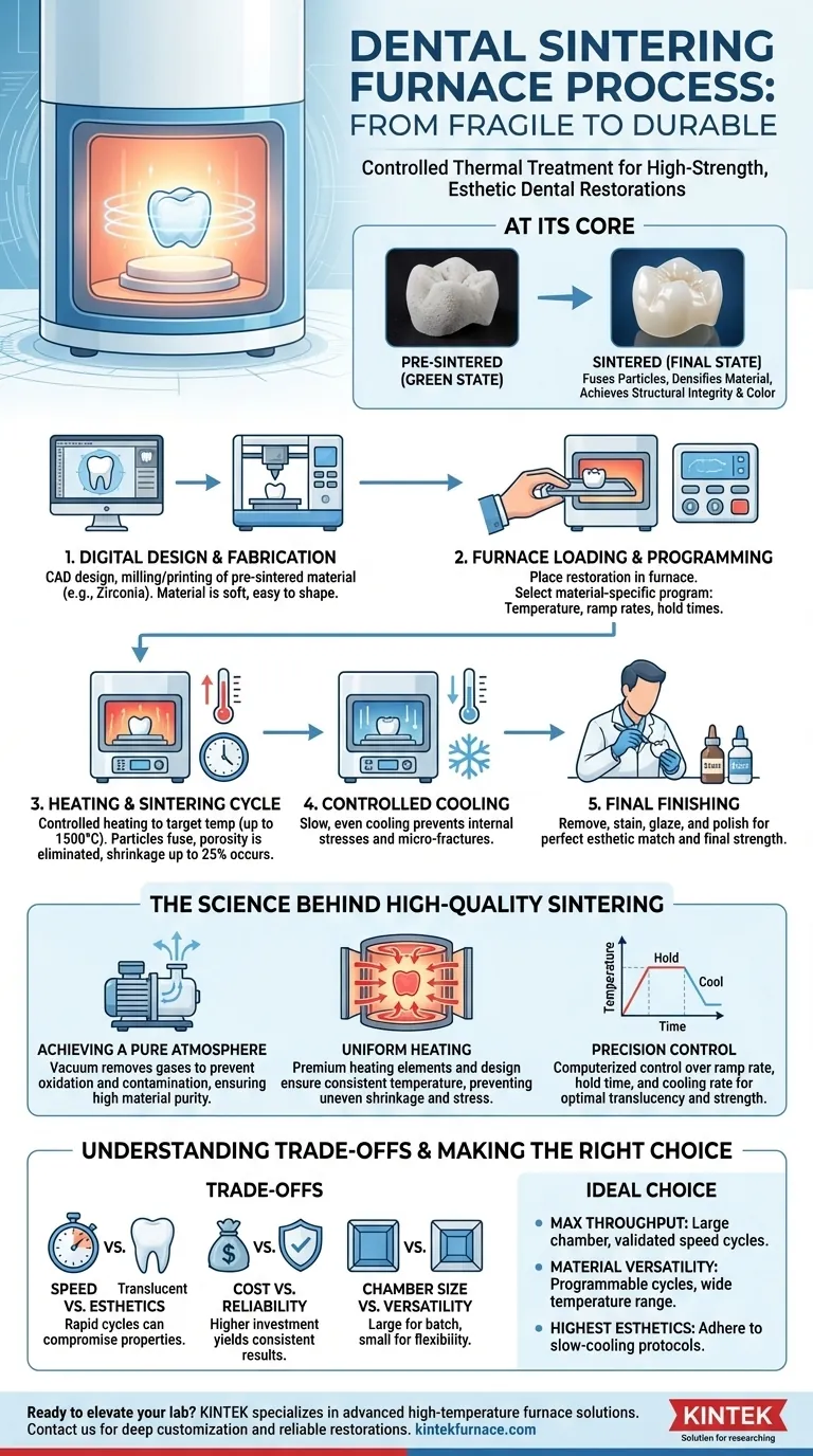 How does the process of using a sintering furnace for dental products work? Achieve Precise, High-Strength Dental Restorations Visual Guide