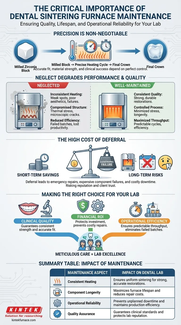 Perché la manutenzione regolare dei forni di sinterizzazione nei laboratori dentistici è importante? Garantire qualità e longevità per le vostre restaurazioni Guida Visiva