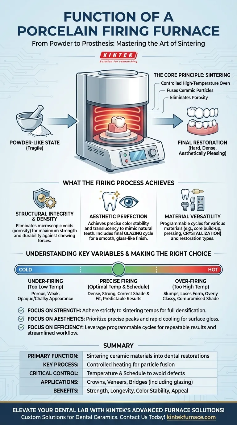 What is the function of a porcelain firing furnace? Achieve Precision in Dental Ceramic Transformations Visual Guide