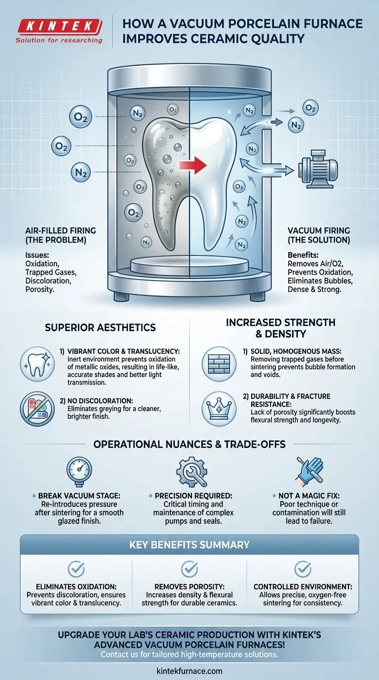 Como um forno de porcelana a vácuo melhora a qualidade da cerâmica? Obtenha Cerâmicas Mais Densas, Fortes e Esteticamente Superiores Guia Visual