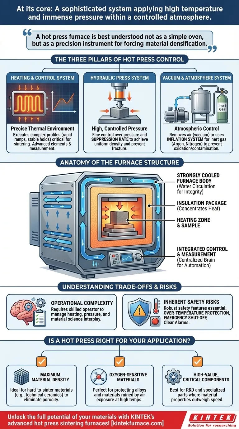 열간 프레스 소결로의 특징은 무엇인가요? 정밀 제어로 고밀도 재료를 구현하세요 시각적 가이드