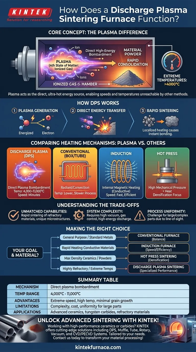 Como funciona um forno de sinterização por descarga de plasma? Desbloqueie o processamento rápido e de alta temperatura de materiais Guia Visual