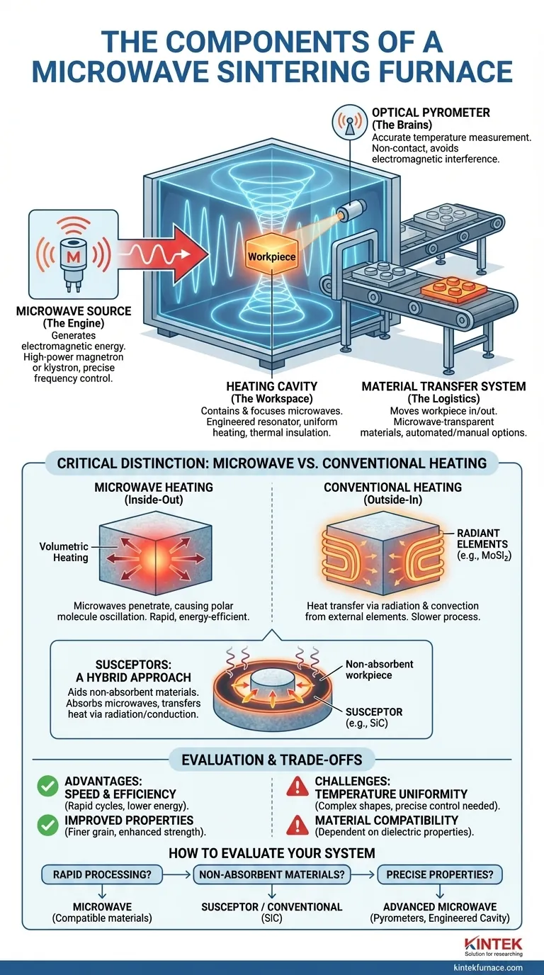 Quais são os componentes de um forno de sinterização por micro-ondas? Aumente a Eficiência com Sistemas de Aquecimento Avançados Guia Visual
