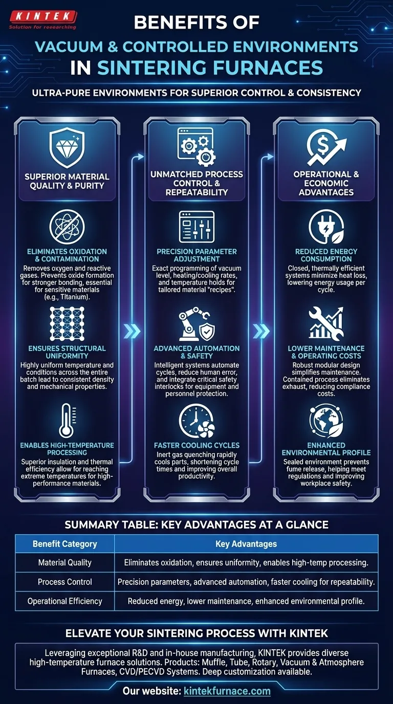 소결로에서 진공 및 제어 환경을 사용하면 어떤 이점이 있습니까? 우수한 재료 품질 및 효율성 달성 시각적 가이드
