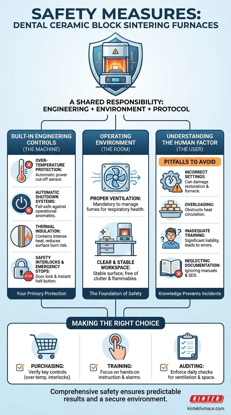 Quais medidas de segurança estão associadas aos fornos de sinterização de blocos cerâmicos dentários? Protocolos Essenciais para a Segurança Laboratorial Guia Visual