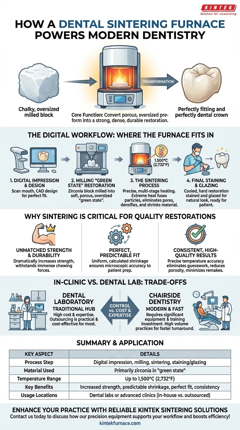 How is a dental ceramic block sintering furnace used in dental procedures? Achieve Strong, Perfect-Fitting Restorations Visual Guide