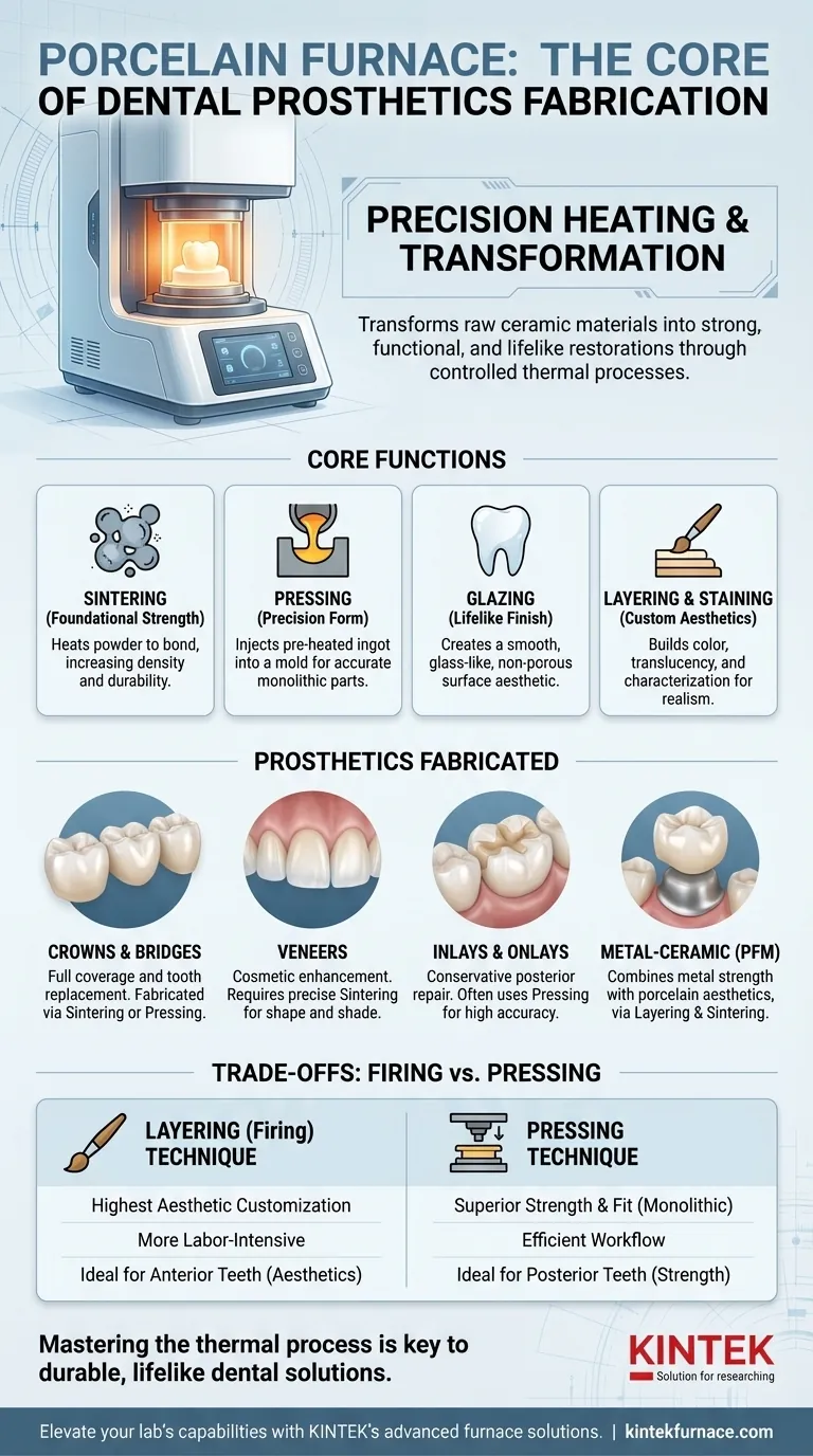 What types of dental prosthetics are fabricated using a porcelain furnace? Discover Precision Restorations for Dentistry Visual Guide