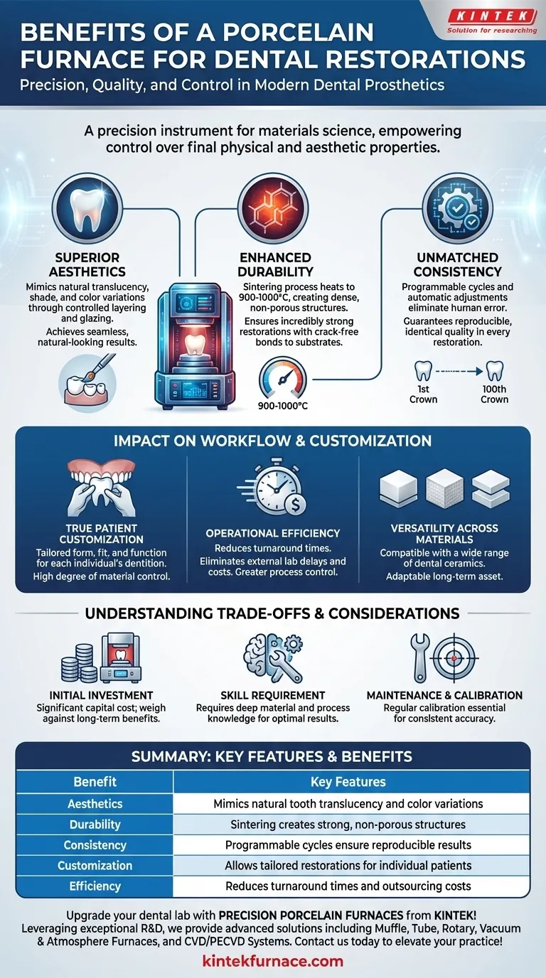 What are the benefits of using a porcelain furnace for dental restorations? Achieve Superior Aesthetics and Durability Visual Guide