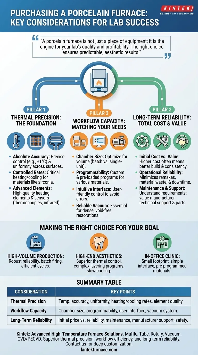 What should be considered when purchasing a porcelain furnace? Ensure Precision, Efficiency, and Reliability for Your Lab Visual Guide