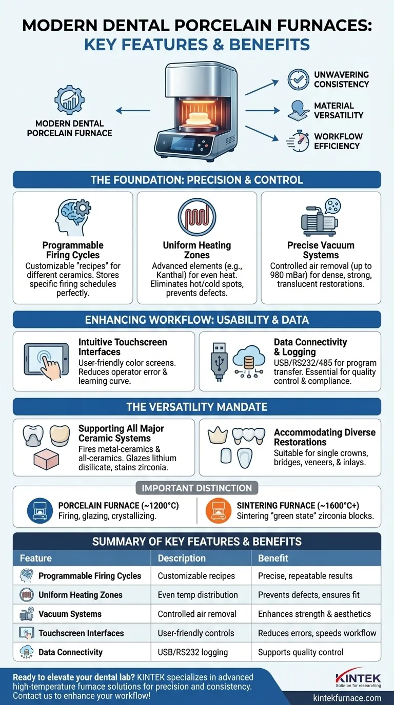 Quais são as principais características dos fornos de porcelana modernos usados na odontologia? Obtenha Precisão e Eficiência em Laboratórios Odontológicos Guia Visual