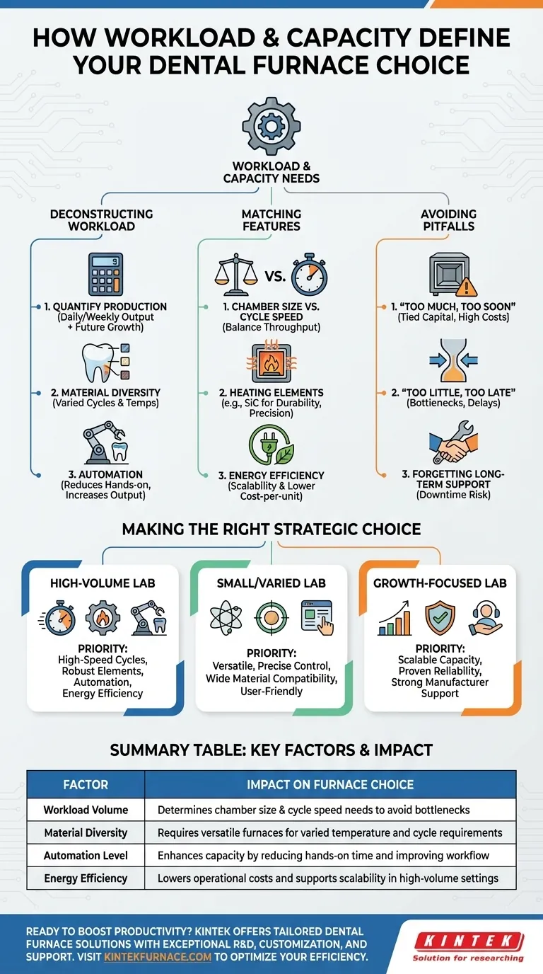 In che modo il carico di lavoro e la capacità influenzano la scelta di un forno dentale? Ottimizza l'efficienza e la crescita del tuo laboratorio Guida Visiva