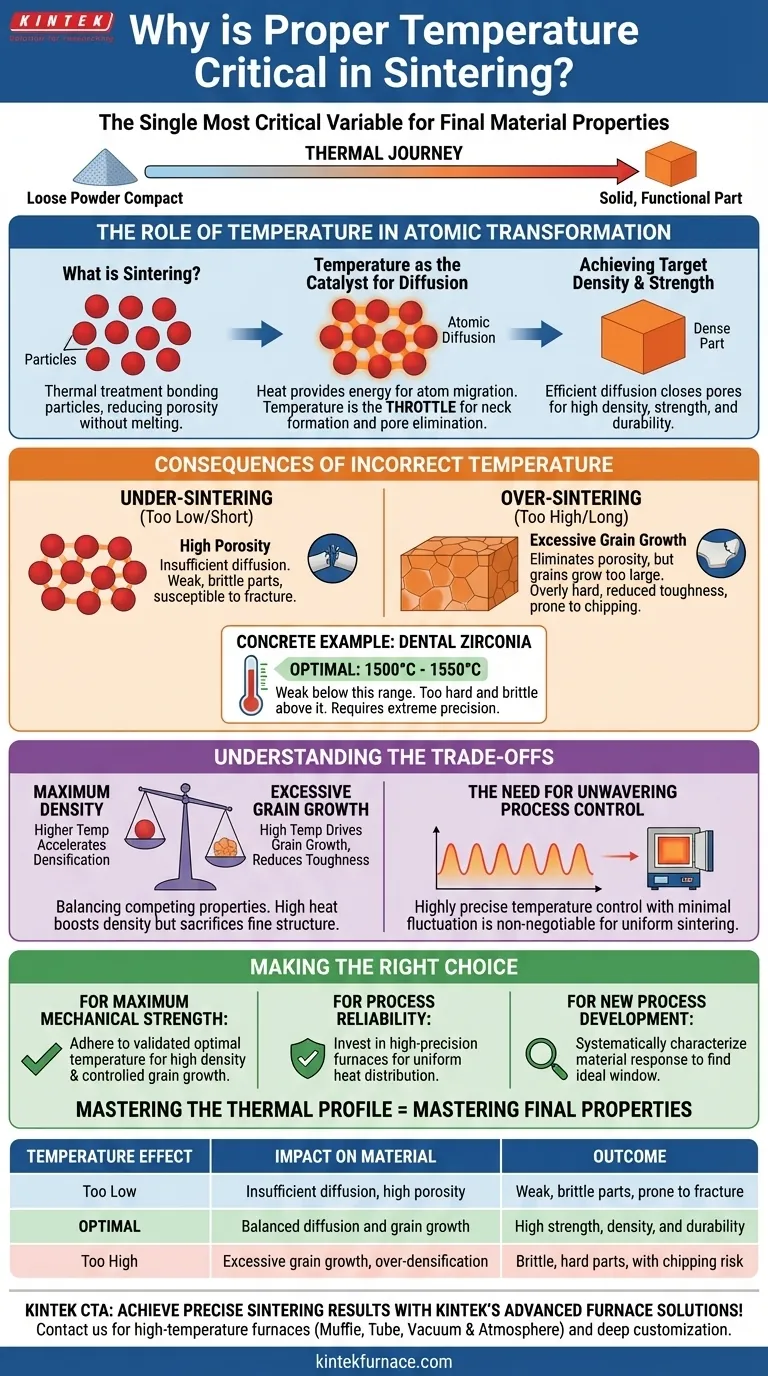 Por que a temperatura adequada é importante no processo de sinterização? Desbloqueie Propriedades Ótimas do Material Guia Visual