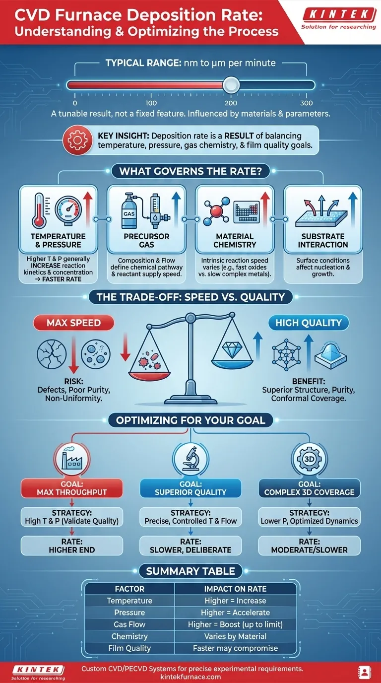 CVD 炉的典型沉积速率是多少？优化您的薄膜工艺 图解指南