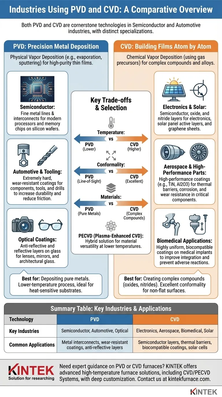 What industries commonly use PVD and CVD? Discover Key Applications in Tech and Manufacturing Visual Guide