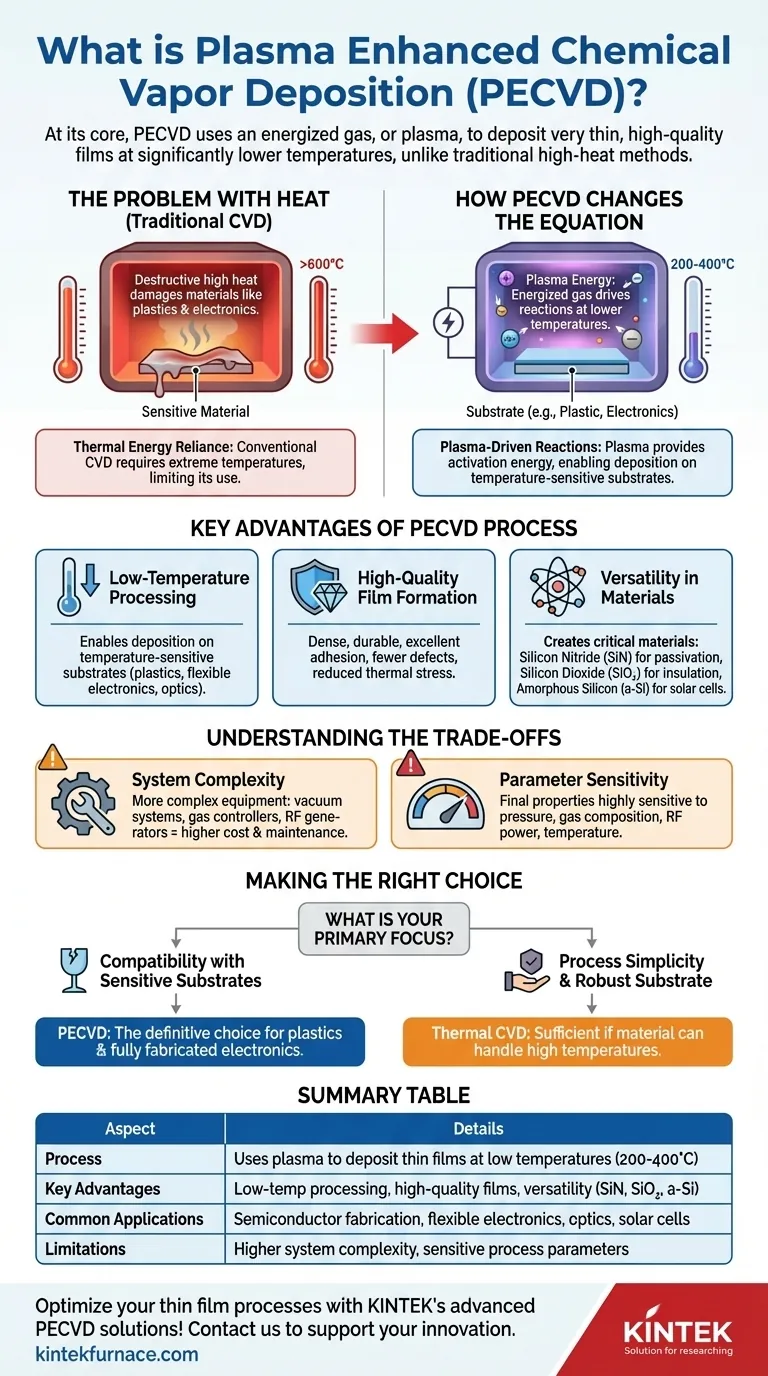 Qu'est-ce que le dépôt chimique en phase vapeur assisté par plasma (PECVD) ? Découvrez le dépôt de couches minces à basse température Guide Visuel