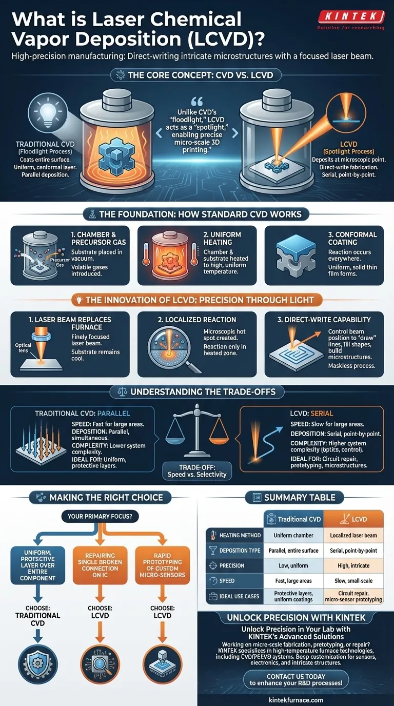 O que é Deposição Química de Vapor a Laser (LCVD)? Impressão 3D de Precisão em Microescala para Filmes Finos Guia Visual