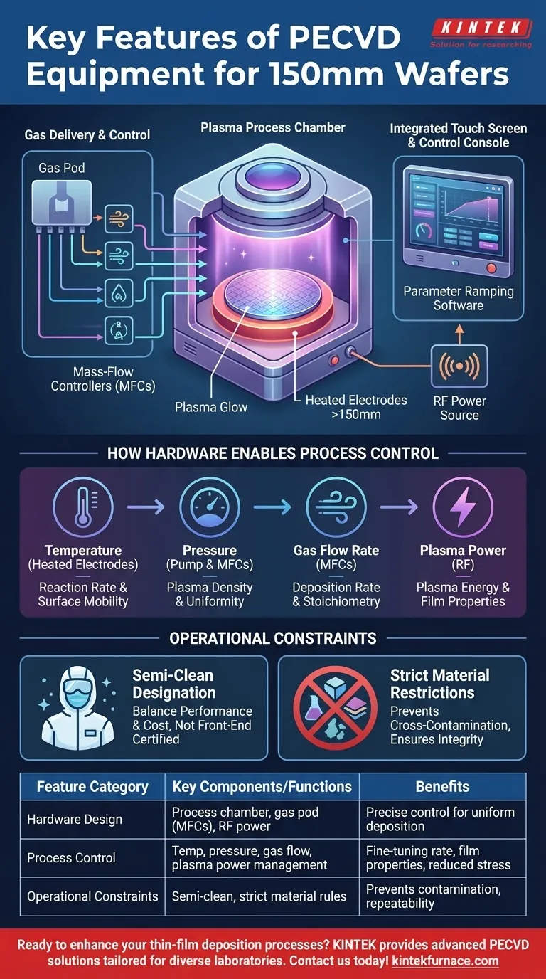 최대 150mm 웨이퍼 처리를 위한 PECVD 장비의 주요 특징은 무엇입니까? 정밀 제어로 박막 증착을 최적화하십시오. 시각적 가이드