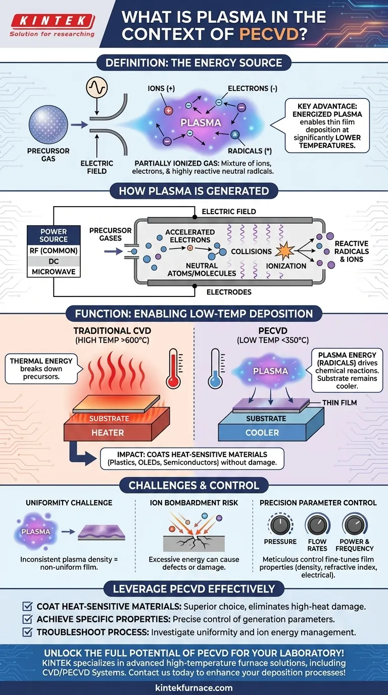 PECVD 맥락에서 플라즈마란 무엇입니까? 저온 박막 증착 잠금 해제 시각적 가이드