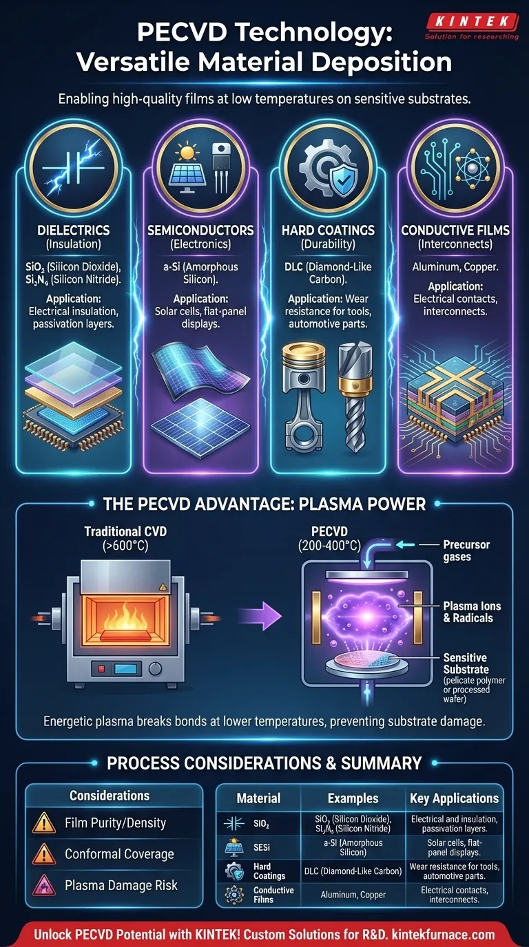 Quels matériaux peuvent être déposés avec la technologie PECVD ? Découvrez des solutions polyvalentes de couches minces Guide Visuel